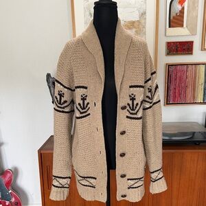 Obey Tan Cardigan with Anchor Design